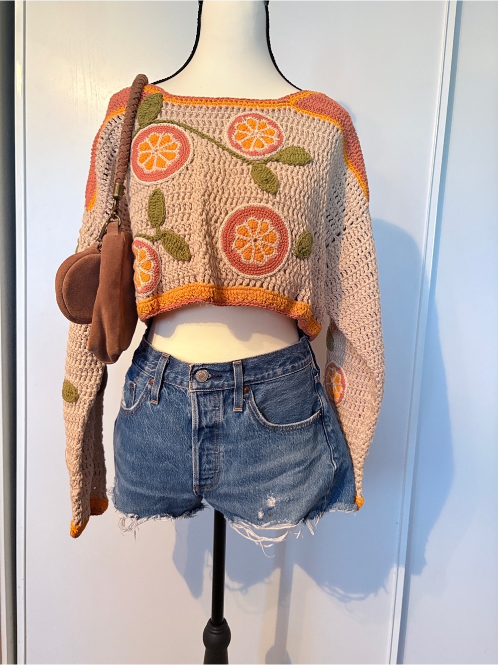 Free People Bali Orange Macrame Top Oranges Crochet Fruit